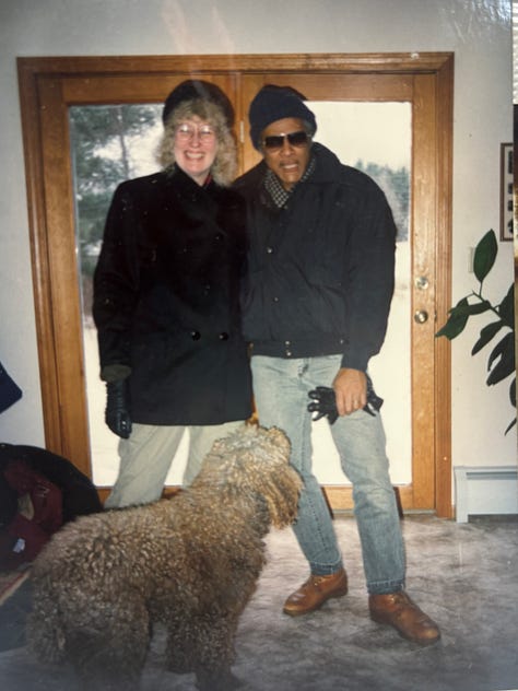 my folks both were profs at the university of iowa.  the first photo is from a hike at lake mcbride...early 80s some time.  the middle photo is later, at their home in maine.  the last photo is from an xmas in iowa where they were playing our new speak and spell.