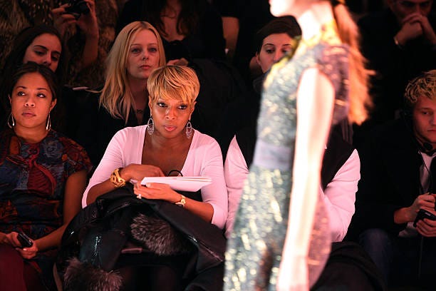 Singer Mary J. Blige attends the Milly By Michelle Smith Fall 2009 fashion show during Mercedes-Benz Fashion Week in the Promenade at Bryant Park on...