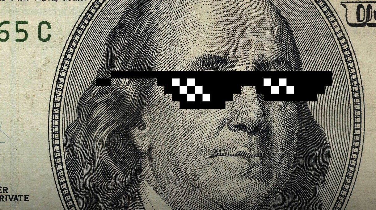 Benjamin Franklin with "cool" sunglasses