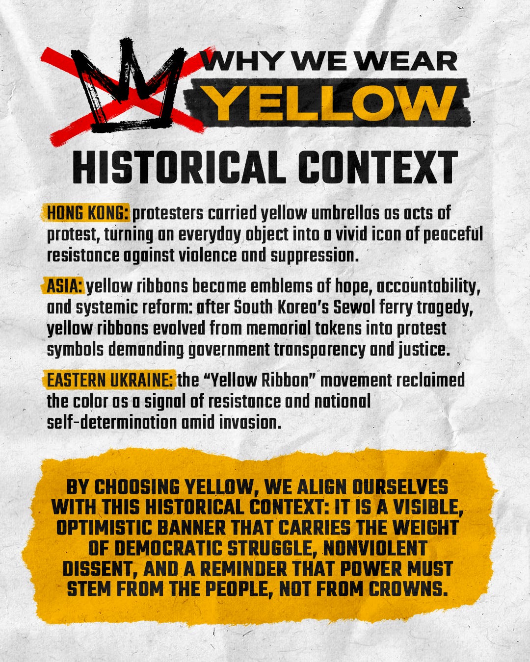 Wear Yellow for No Kings 50501 Movement Protest on October 18th Saturday