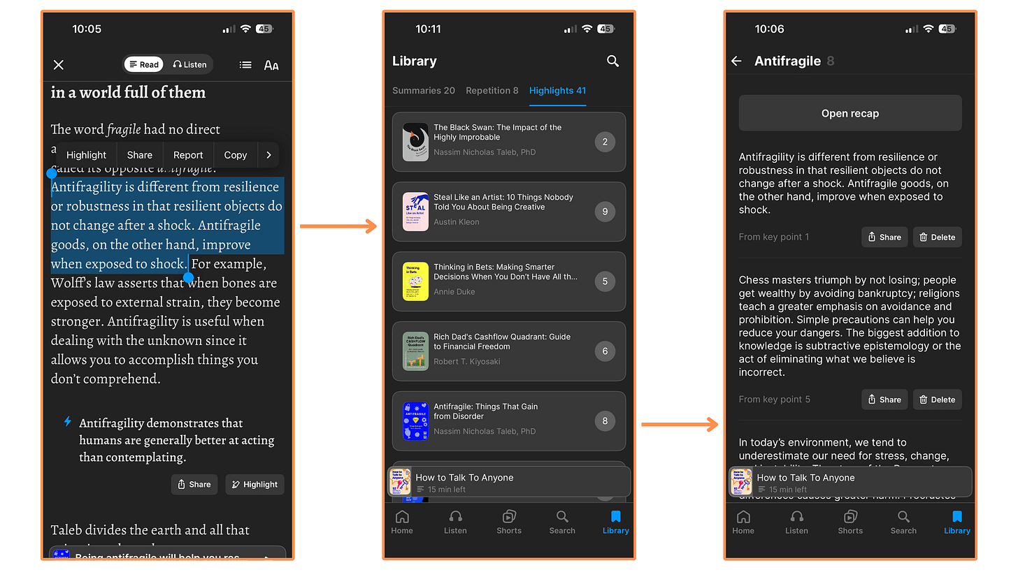 Highlights on Headway (mobile app + dark mode)