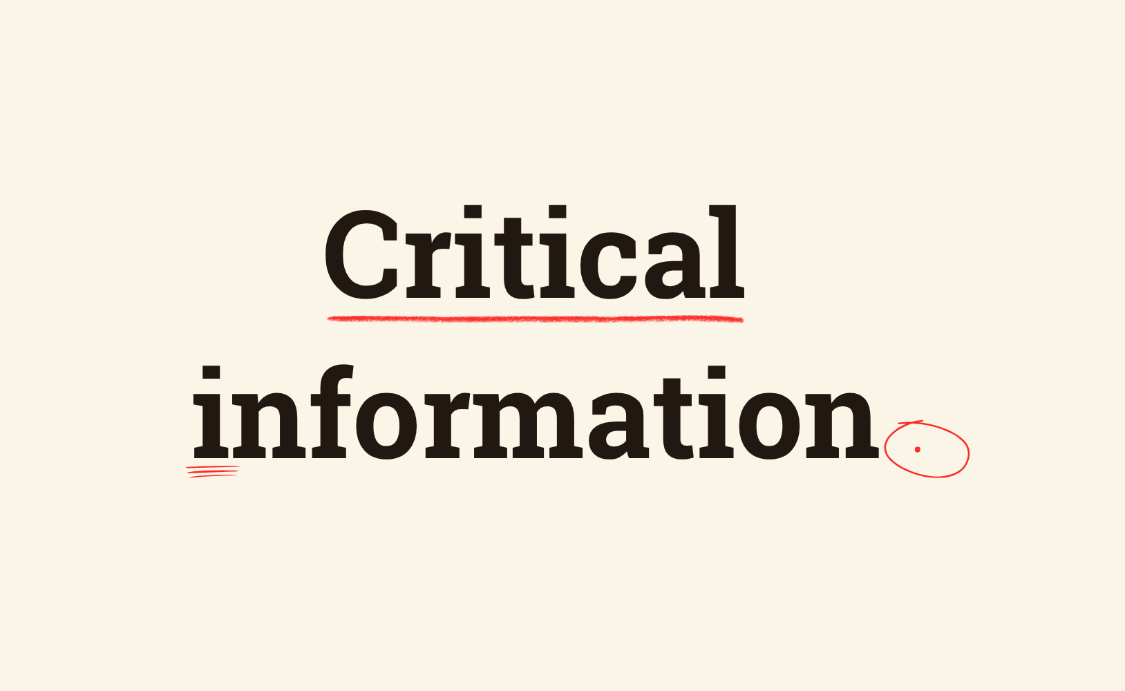 The title "Critical Information" with stylized editors marks.
