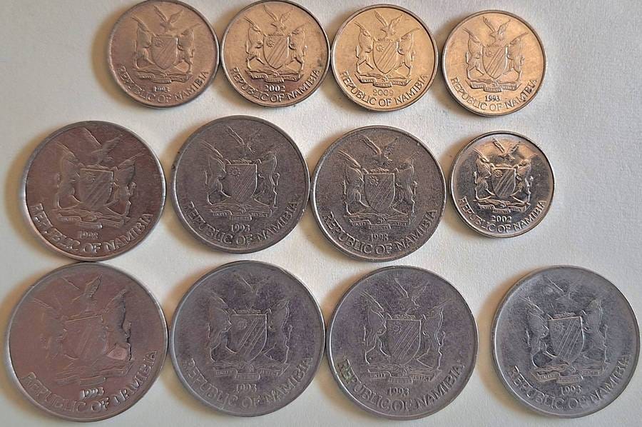Africa - Namibia Mixed Lot of 12 Coins Various Dates and Values Nickel  Plated Steel was listed for 0.00 on 20 Apr at 12:47 by Klaas47 in Cape Town  (ID:675958265)