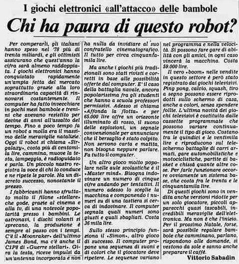 Immagine dell'articolo originale, come pubblicato su "La Stampa" nel 1979