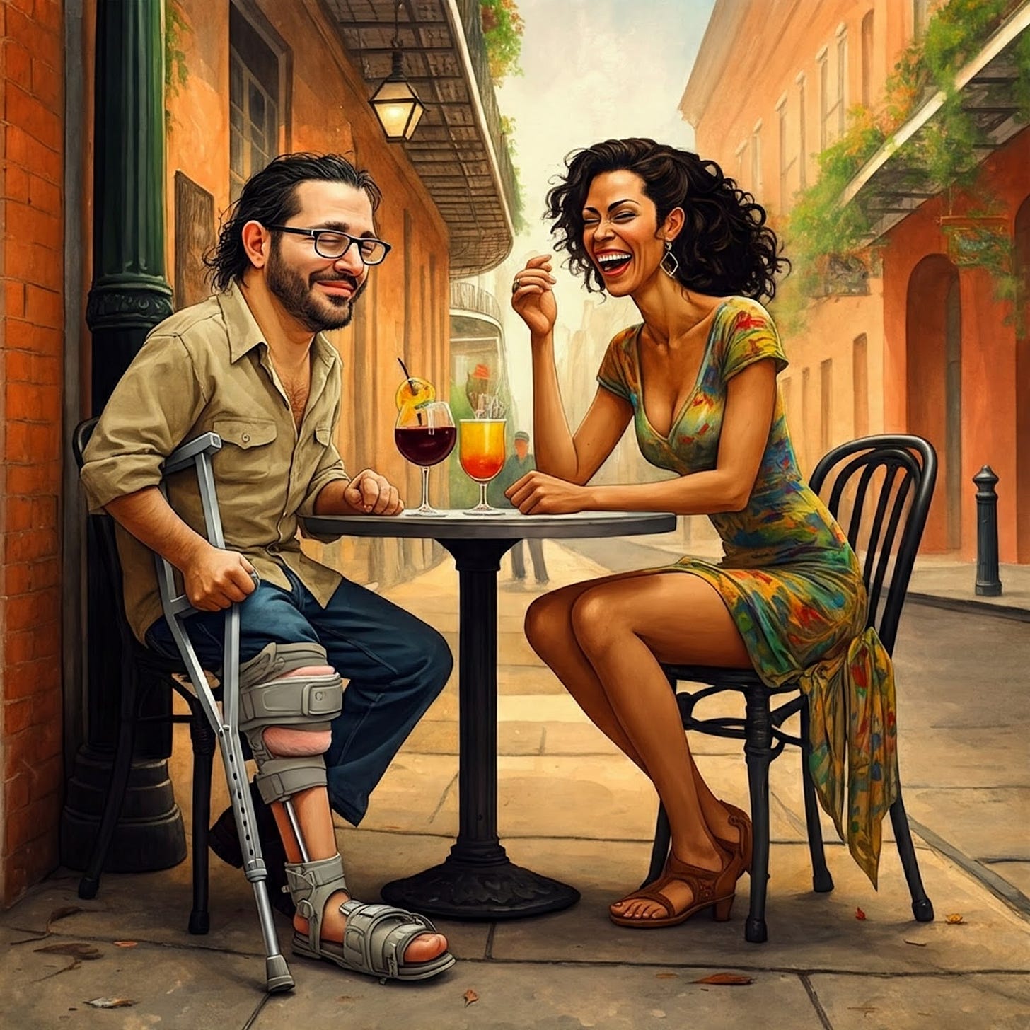 Image of Gabriel Gaudin with another lady friend sharing a laugh.