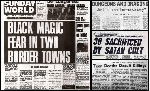 Various "Satanic Panic" headlines