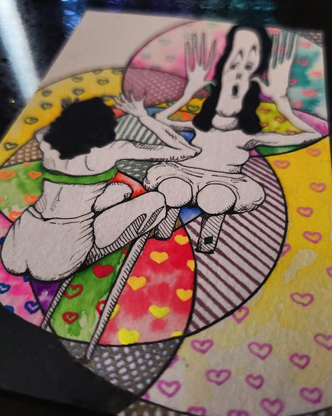 "Dare to see yourself." mixed media art by Erica Franz.