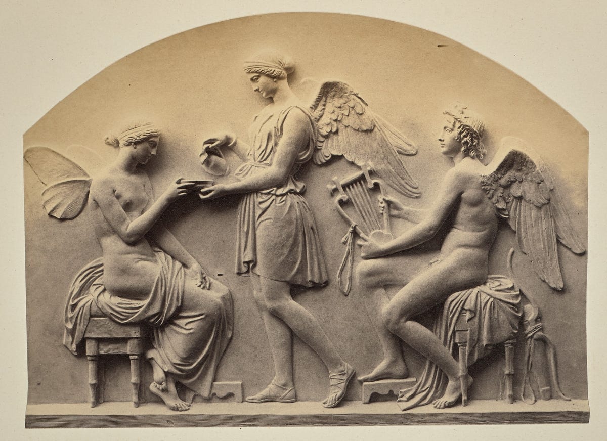 image-from-rawpixel-id-14261268-jpeg "Psique recebendo néctar de Hebe na presença do amor celestial", de John Gibson<br />
Imagem original de domínio público do Museu Getty
