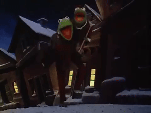 Kermit the frog dancing in Muppets Christmas Carol Kermit the frog dancing in Muppets Christmas Carol