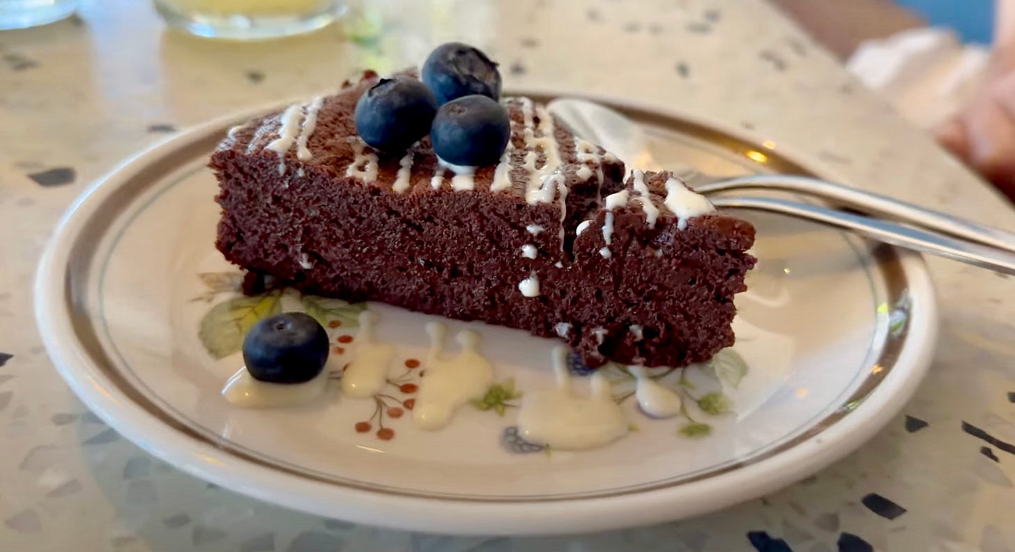 Homemade chocolate cake from Lupe, Amsterdam
