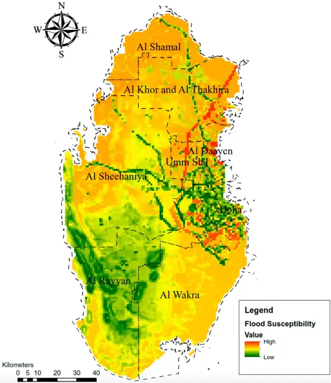 A bathymetry map of the Arabian Gulf. Note the shallow water depths for the Gulf