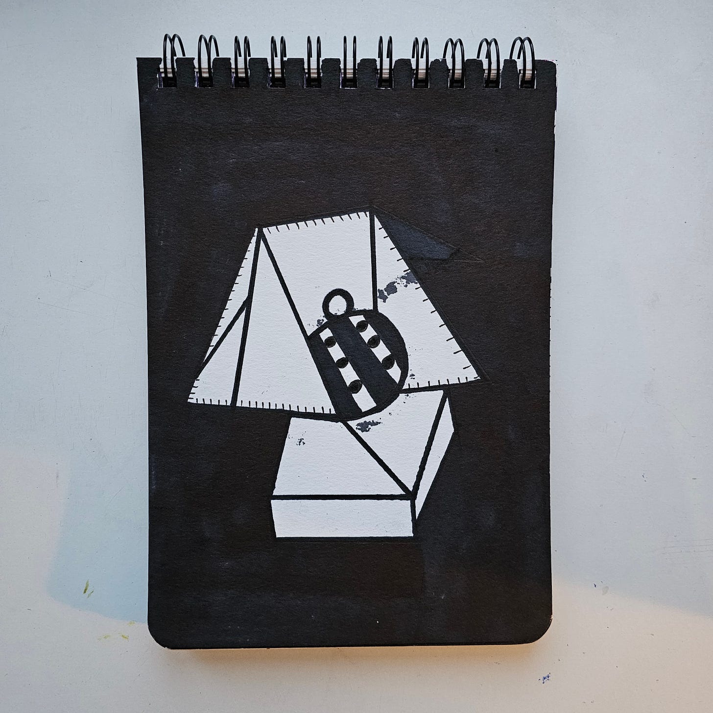 Black and white geometric ink drawing 'Egyptian Headdress' by FatbikeHero, featuring a stylized pyramid and pharaoh motif. Black and white geometric ink drawing 'Egyptian Headdress' by FatbikeHero, featuring a stylized pyramid and pharaoh motif.