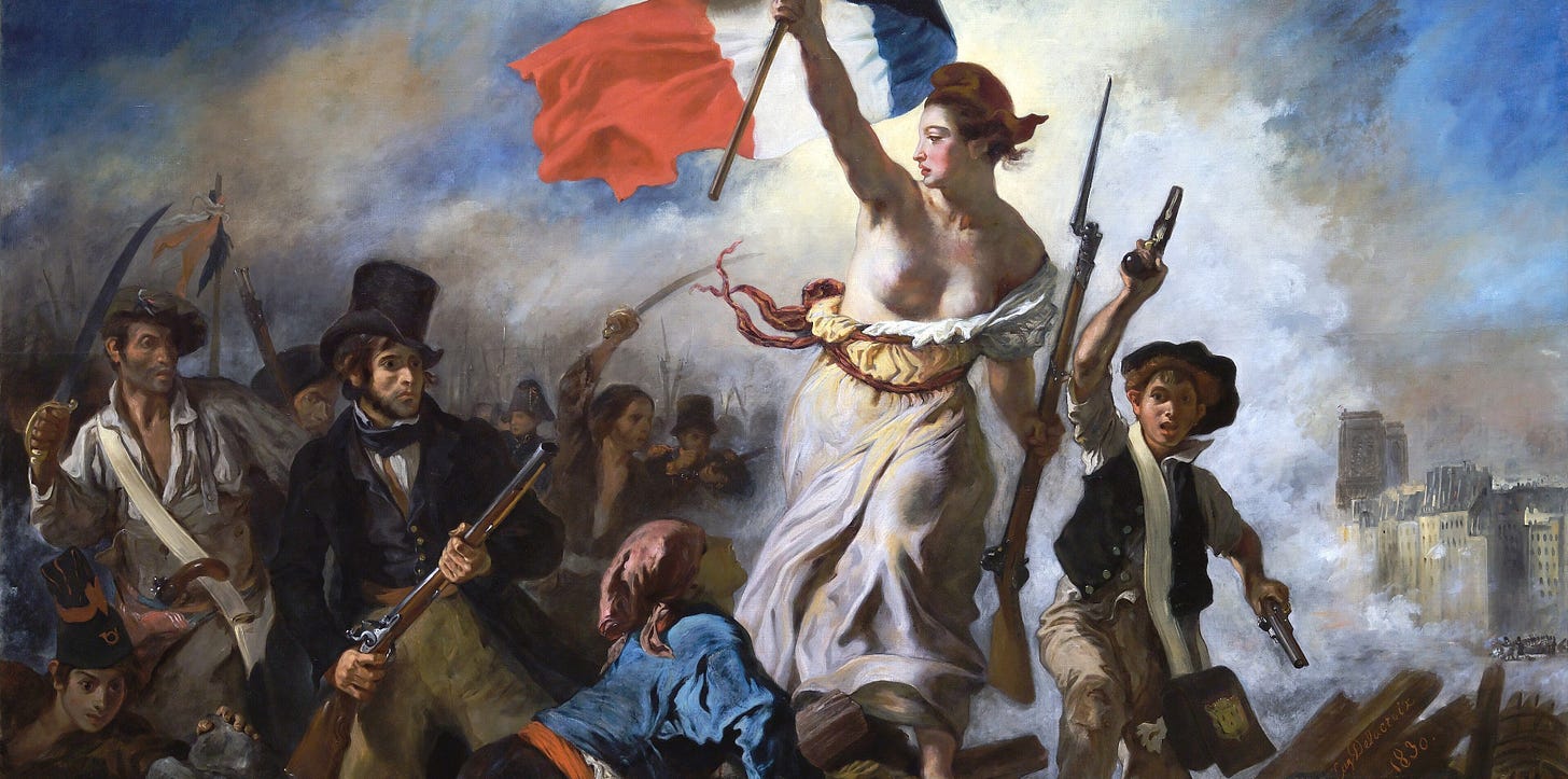 Liberty Leading the People (La Liberté guidant le peuple) is a masterpiece painting created in 1830 by French Romantic artist Eugène Delacroix Liberty Leading the People (La Liberté guidant le peuple) is a masterpiece painting created in 1830 by French Romantic artist Eugène Delacroix