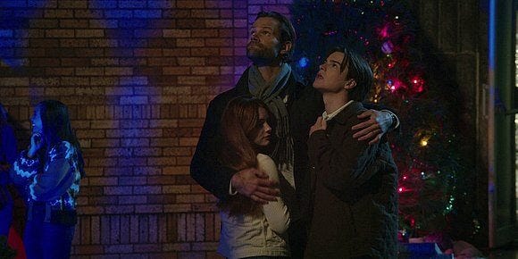 Jared Padalecki caressing son Augie privately and softly in front of Christmas tree. Jared Padalecki caressing son Augie privately and softly in front of Christmas tree.