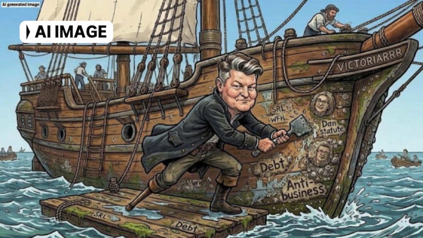 An AI image of Premier Ben Carroll as a pirate with a ship An AI image of Premier Ben Carroll as a pirate with a ship