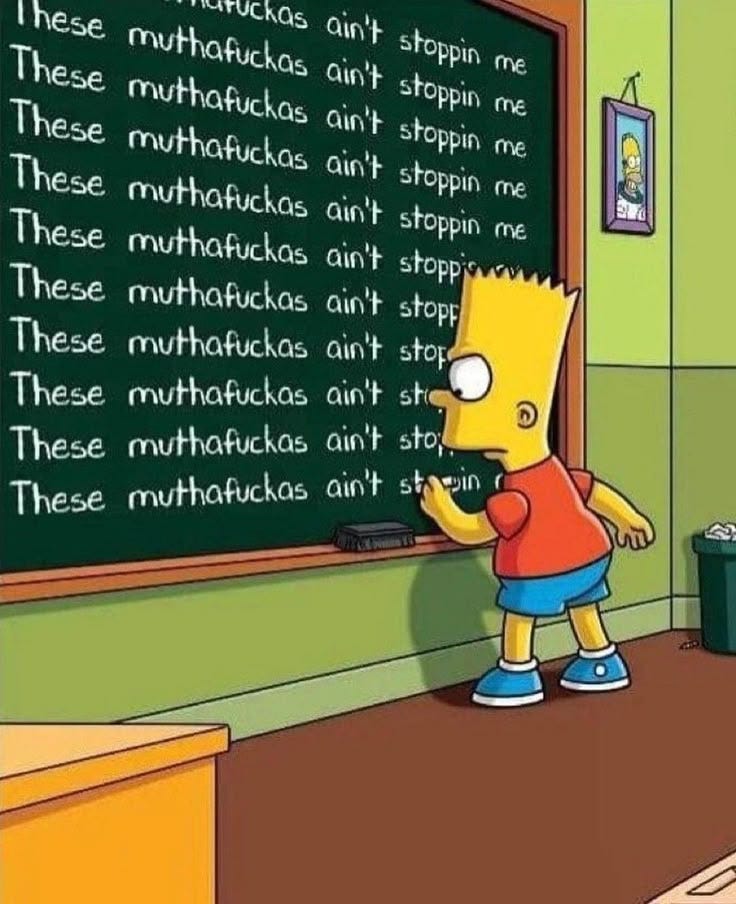 This may contain: a cartoon character writing on a blackboard