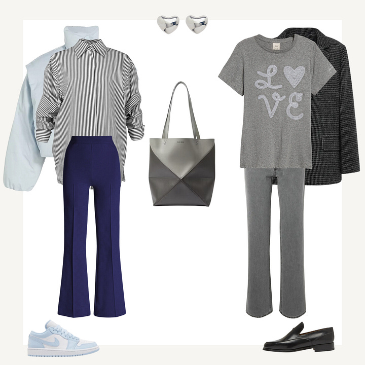 a selection of basic clothing and accessories, organized by season