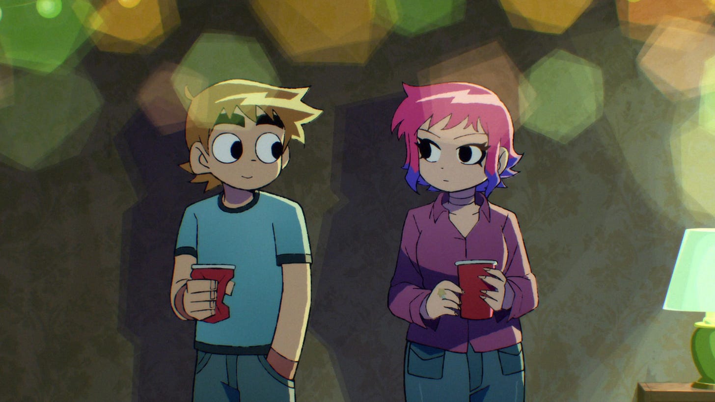 Scott Pilgrim (Michael Cera) and Ramona Flowers (Mary Elizabeth Winstead) in Scott Pilgrim Takes Off Scott Pilgrim (Michael Cera) and Ramona Flowers (Mary Elizabeth Winstead) in Scott Pilgrim Takes Off