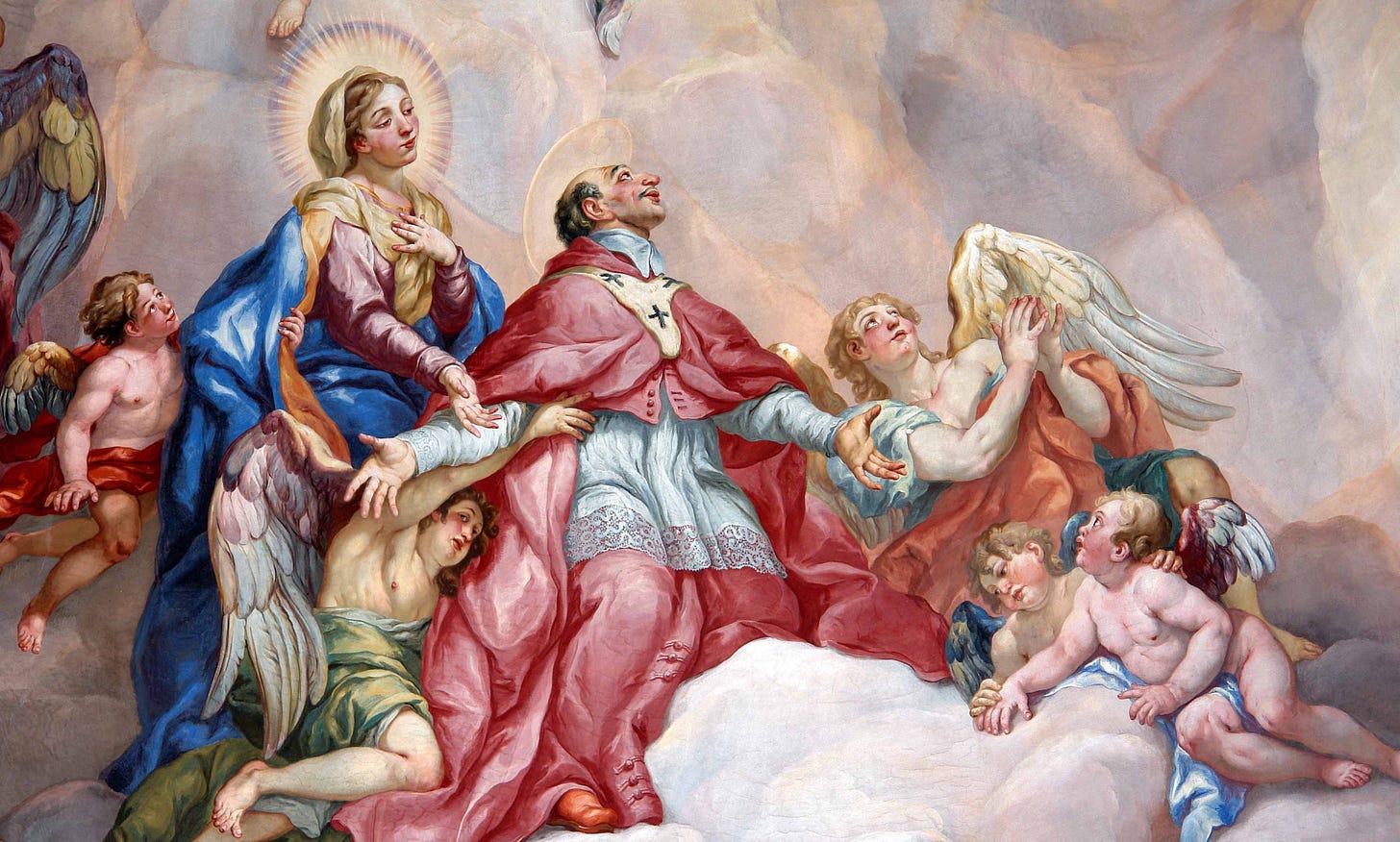 The Intercession of Saint Charles Borromeo supported by the Virgin Mary, Johann Michael Rottmayr, 1714