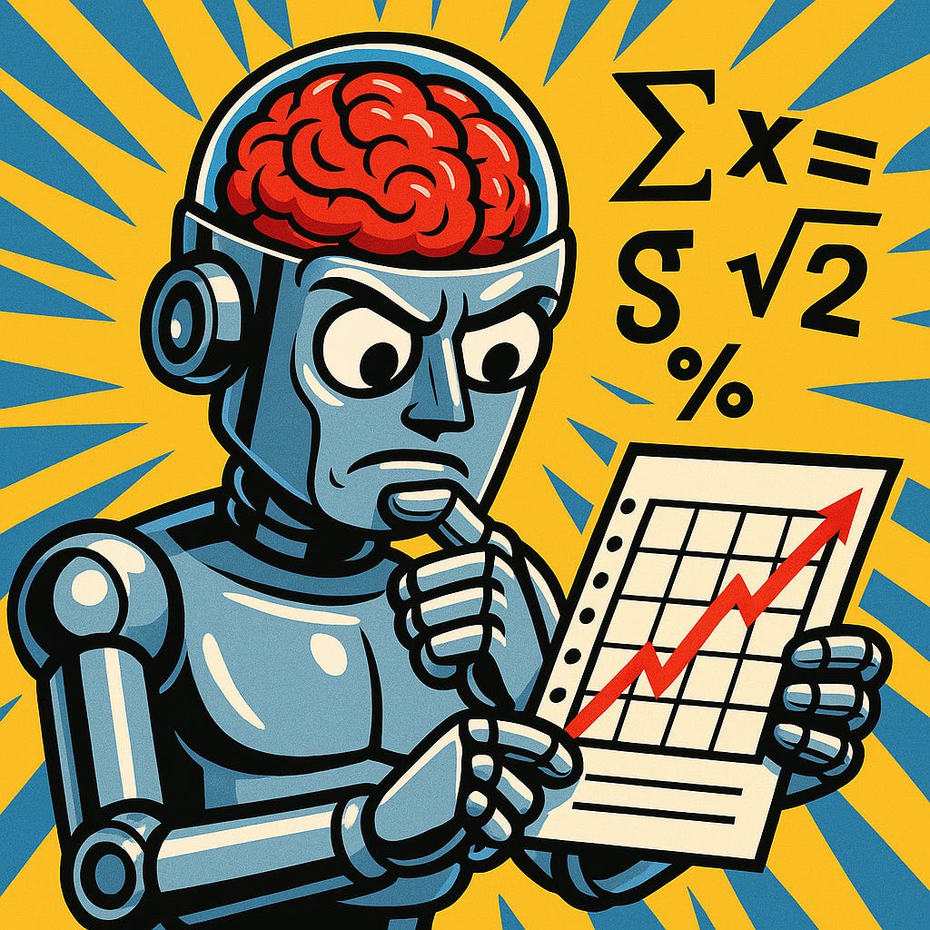 Cerveau robotique analysant des données financières avec précision mathématique - style pop-art