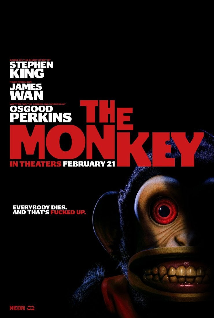 Official Poster for Stephen King Movie 'The Monkey' Promises New Trailer  Next Week - Bloody Disgusting