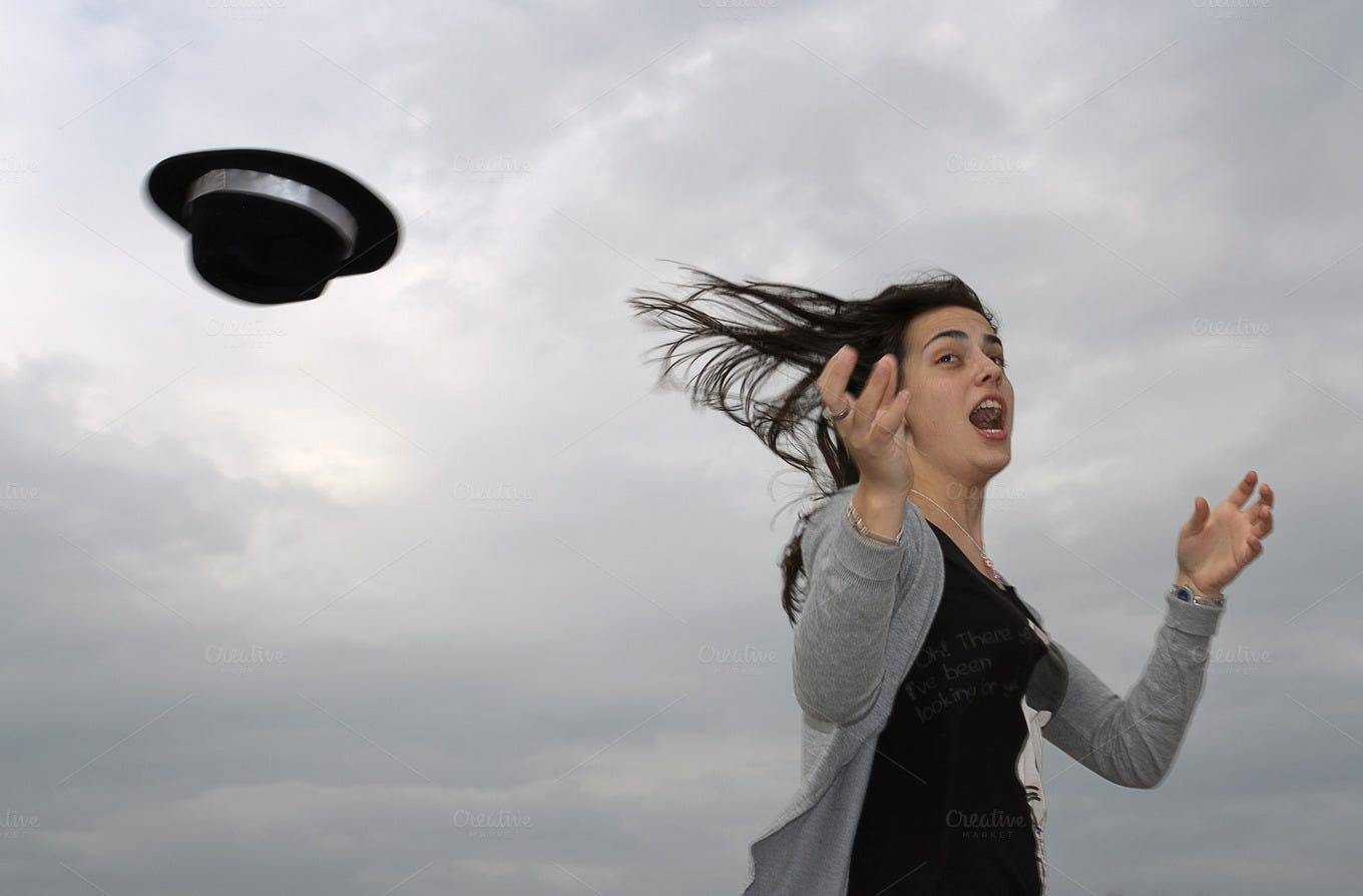 hat flying ~ People Photos on Creative Market
