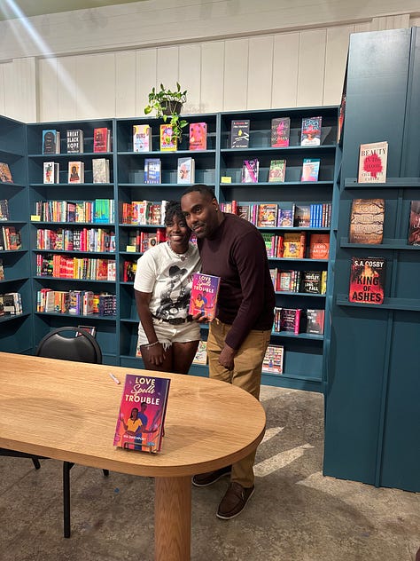 Gallery of pictures of "Love Spells Trouble," Nia, readers, and the books characters