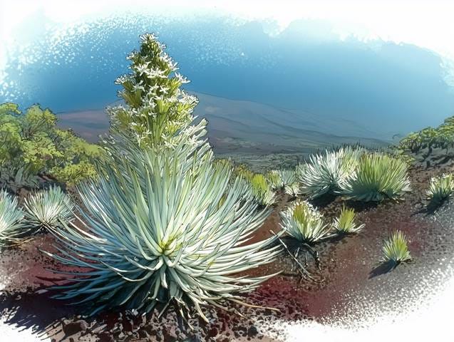 https://s.mj.run/SHlKWaN0asE light-pencil, hand-drawn WATERCOLOR ILLUSTRATION OF hawaiian silversword, in bloom --ar 4:3 --v 7 Job ID: 60dac247-5007-496d-883b-1e0836101911