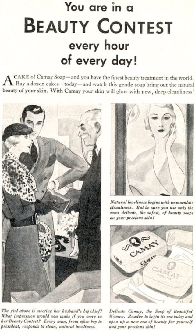 A 1930s ad fearfully claimed a single zit could instantly sabotage a budding romance. A 1930s ad fearfully claimed a single zit could instantly sabotage a budding romance.