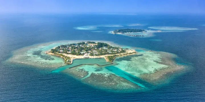Maldives islands Bodufolhudhoo and Nika Island