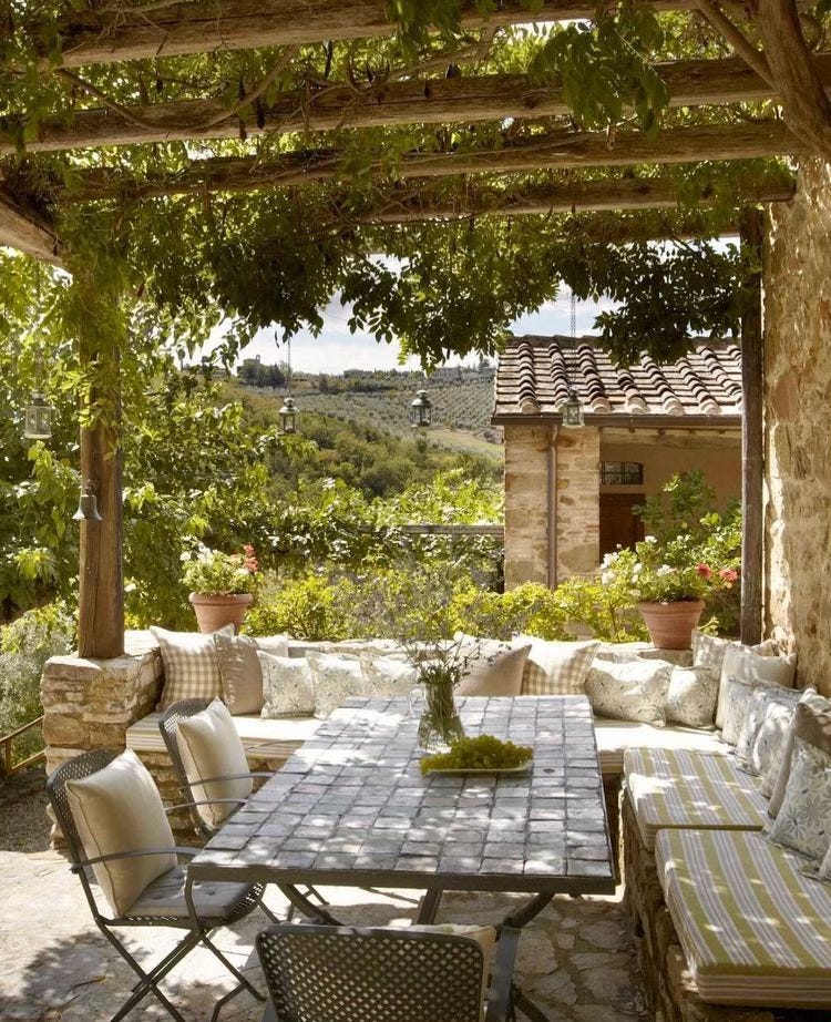 A welcoming dining area in a garden