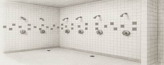 A shower room with white tile walls

AI-generated content may be incorrect.