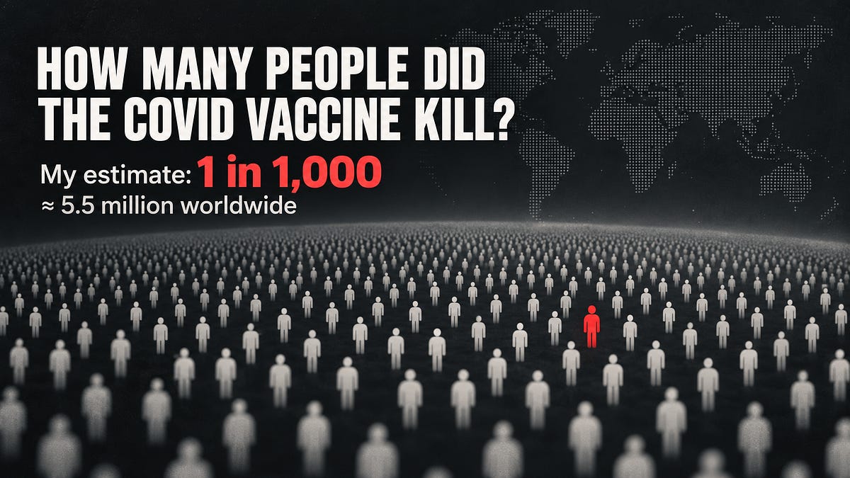 How many people did the COVID vaccine kill? My estimate is 1 per 1,000 on average --> over 5M killed worldwide.