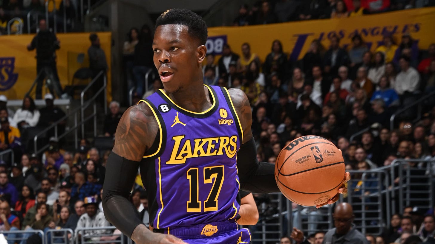 Dennis Schroder moves the ball during the game