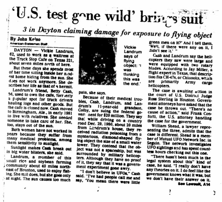 "It Had To Be Something The Government Had Up There" -- What Was The Cash-Landrum Object?