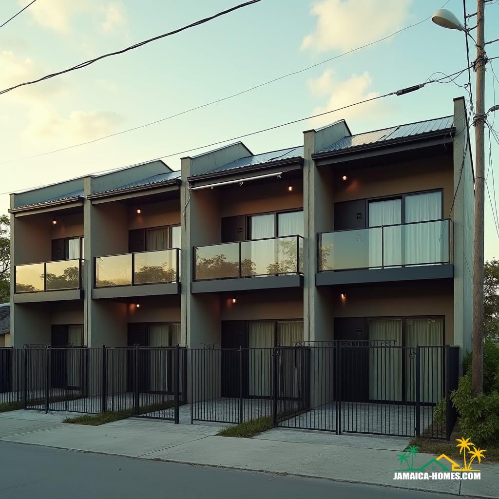 Compact Two-Story Black Glass Townhomes