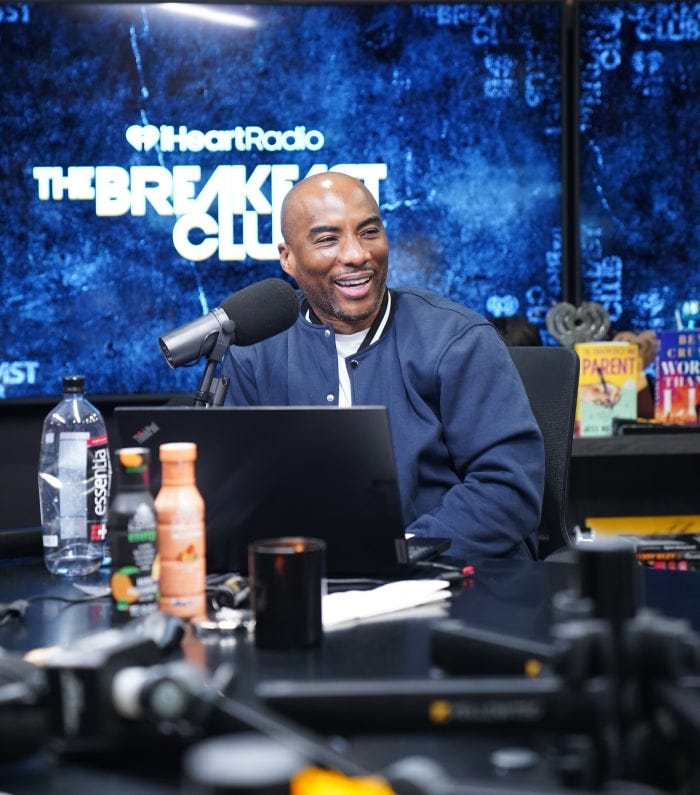 Charlamagne tha God hosting 'The Breakfast Club' in the show's studio. Charlamagne tha God hosting 'The Breakfast Club' in the show's studio.