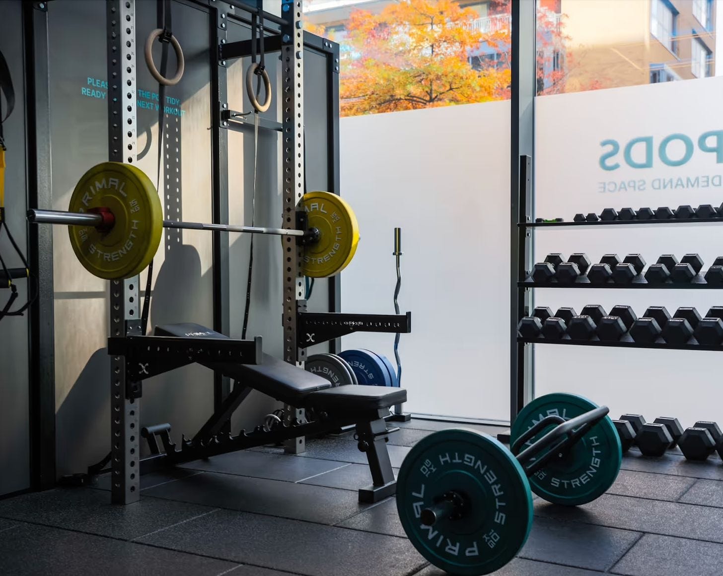 GymPod private fitness pod equipped with strength training equipment for individual workouts. GymPod private fitness pod equipped with strength training equipment for individual workouts.