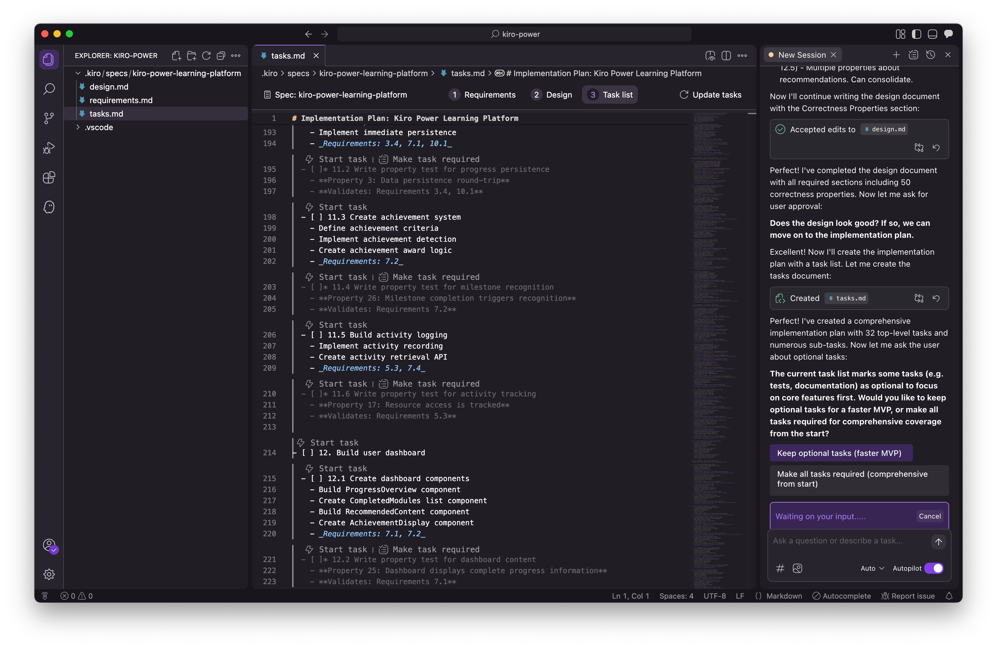 Kiro Power - Building a multi-agent, adaptive learning web app in an hour!