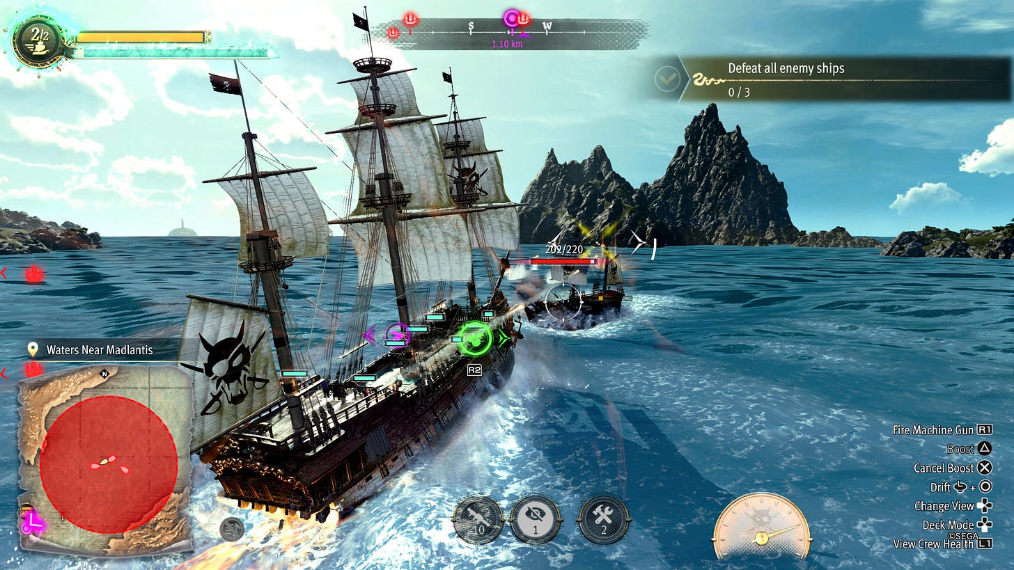 The Goromaru fights another pirate ship on the open seas.