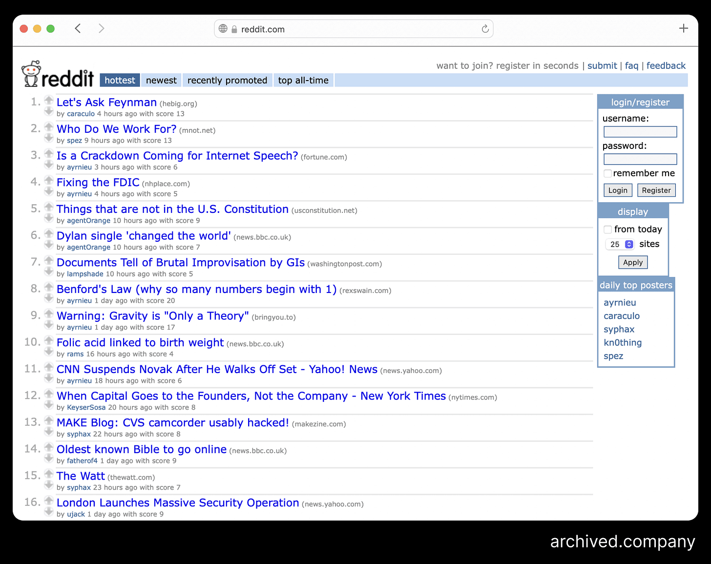 Reddit (2005) - Archived