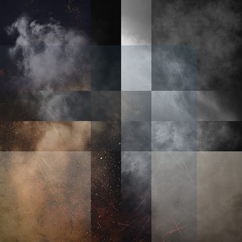 A selection of six digital collage artworks