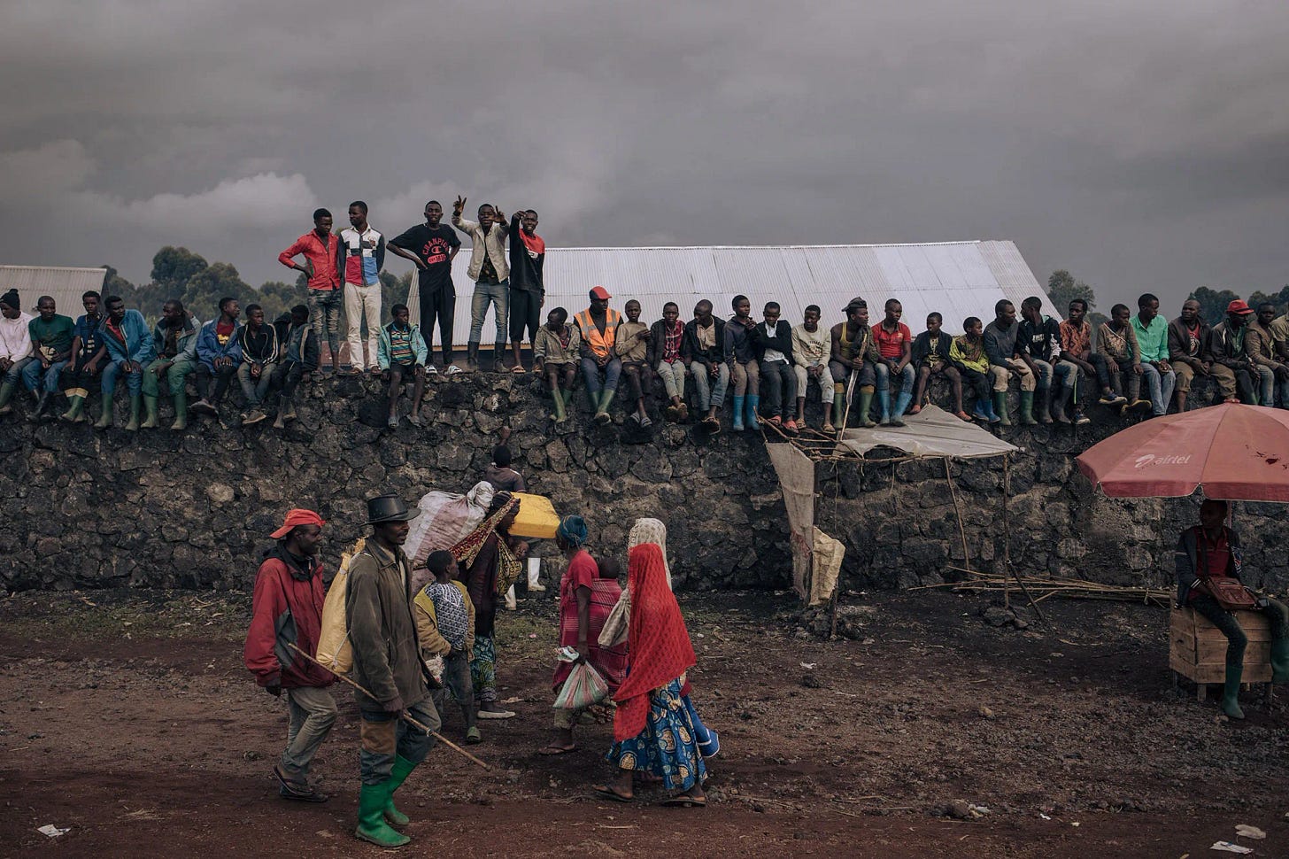 War-displaced people at the informal camp of Kanyaruchinya,&nbsp;eastern Democratic Republic of Congo.