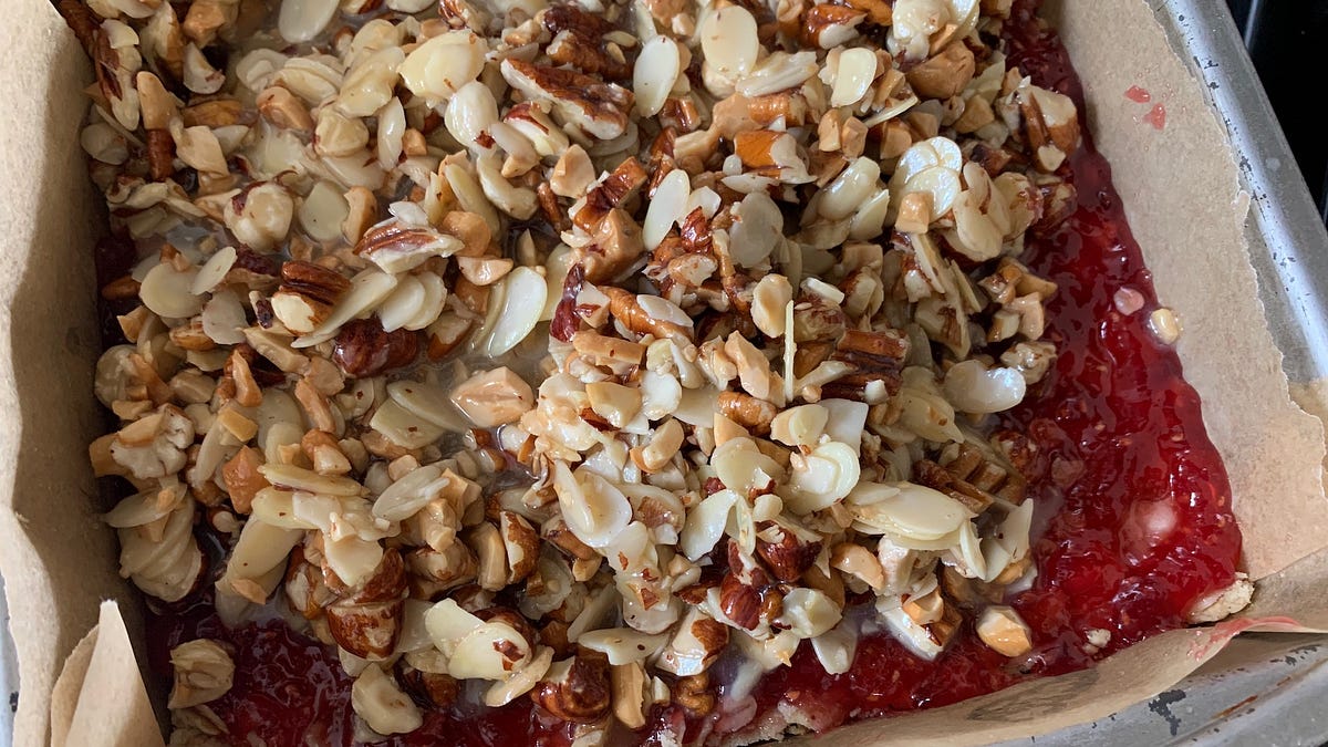 Recipe: Raspberry-Oat Bars - by Katherine Martinko