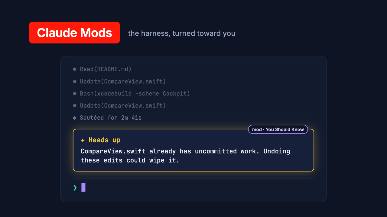 Claude Mods: Flipping the Harness Inside Out