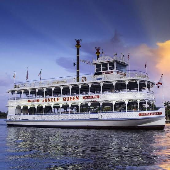 The iconic Jungle Queen IV on Fort Lauderdale's New River, AI generated