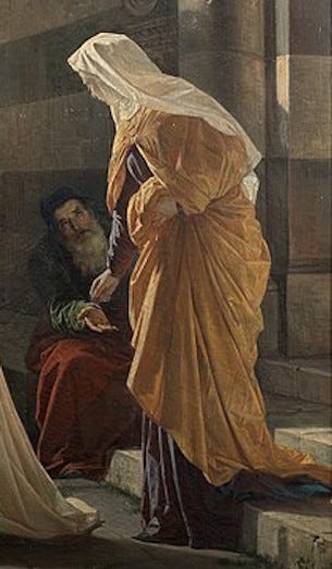 Woman giving alms Woman giving alms