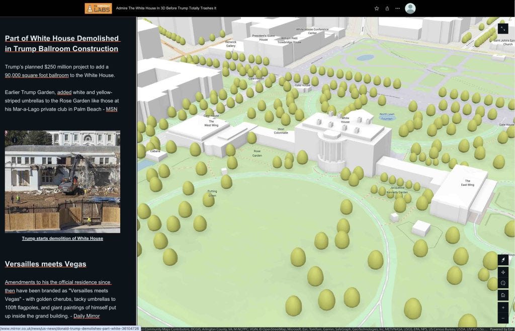 Explore the White House in 3D as Trump demolishes the East Wing to add a tacky ballroom