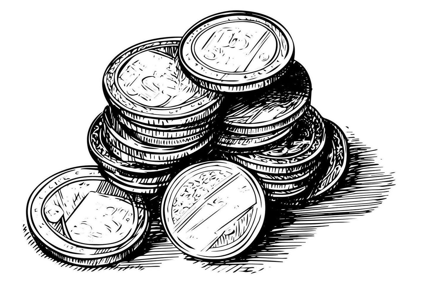 Stack of coins money in engraving style. Hand drawn ink sketch. Vector illustration. 27875160 Vector Art at Vecteezy Stack of coins money in engraving style. Hand drawn ink sketch. Vector illustration. 27875160 Vector Art at Vecteezy
