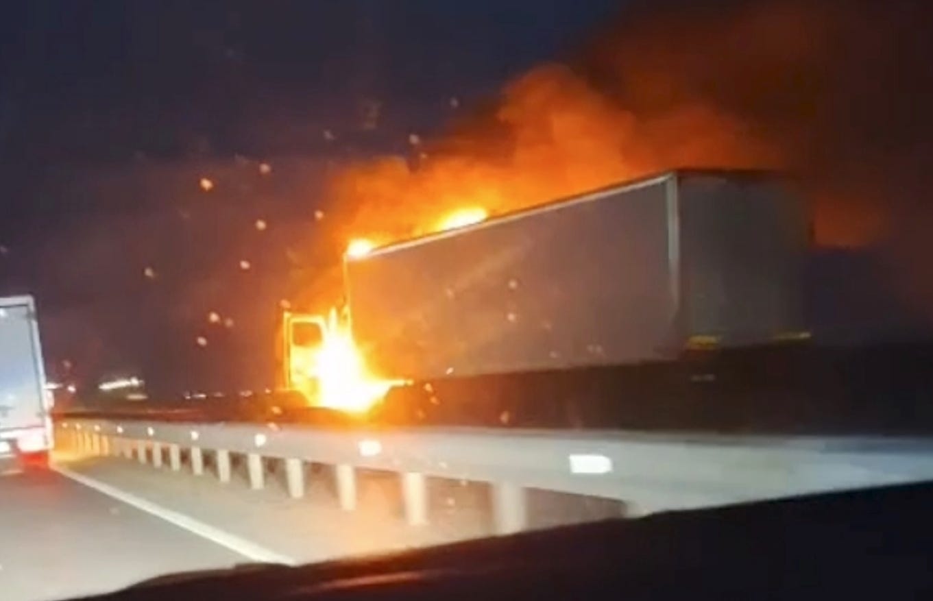 A damaged Russian logistics truck on the Rostov–Mariupol road. May 2026. Photo credits: t.me/dva_majors
